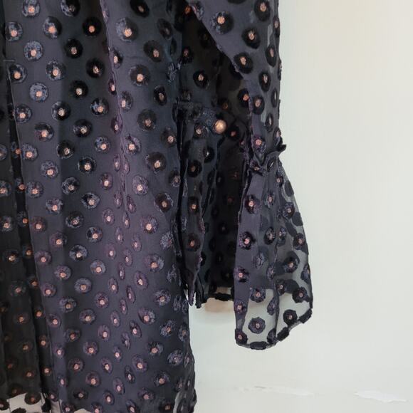 Soft Surroundings Black Velvet Dot Blouse Medium - Picture 4 of 7
